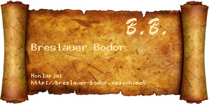 Breslauer Bodor névjegykártya